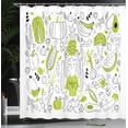 thumbnail image 3 of Ambesonne Food Art Shower Curtain, Lady with Fruits Vegetable, 69"Wx84"L, Lime Green Charcoal Grey, 3 of 4