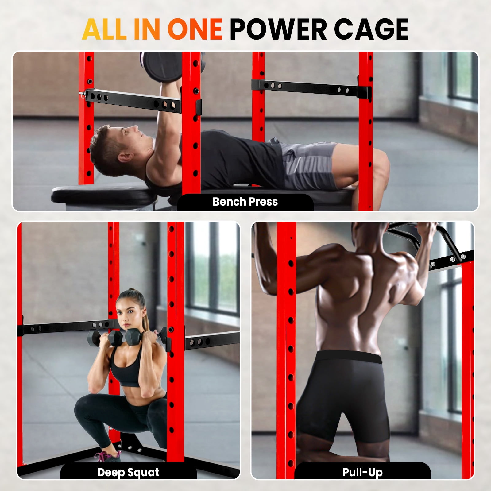 Multi-Function Squat Rack, Adjustable Barbell Rack, Weight Lifting Dumbbell Racks for Beginners and Professional Home Gym Use