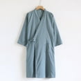 thumbnail image 2 of Tnhcen Men's Summer Robe Short Sleeve Lightweight, V-Neck Bathrobes for Men with Pockets, Soft Polyester Loungewear Housecoat for Home Size M-L, 2 of 9