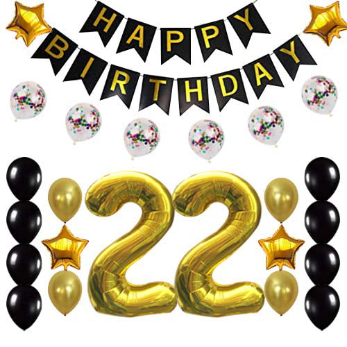 22nd Party Decor for Women Banner 22nd Birthday Party Supplies 40 Number Balloons Gold 22nd Birthday Decoration for Men