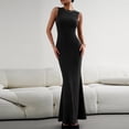 thumbnail image 2 of Enjoytime Dresses for Women Crew Neck Sleeveless Textured Bodycon Maxi Dress Slim Flare Hem Elegant Party Dress, 2 of 7