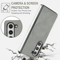 thumbnail image 4 of Magnetic Case for Samsung Galaxy Z Fold 5, Wireless Charging, Magnetic Car Mount Support, PU Leather Slim Flexible Bumper Protective Cover Skin-Feel Microfiber for Samsung Galaxy Z Fold 5, Gray, 4 of 8