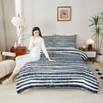 thumbnail image 4 of jejeloiu Vintage Stripes Pattern Bedding Comforter Set,Abstract Geometric Twin Comforter Sets,Blue White Bedding Set For Kids,Breathable Home Decor Reversible,2 Pieces, 4 of 8