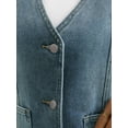 thumbnail image 5 of INSPIRE CHIC Women's Vest Denim V Neck Patch Pockets Button Down Sleeveless Jean Jacket S Blue Grey, 5 of 6