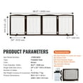thumbnail image 3 of KFFKFF Free Standing Dog Gate, 32" H x 96.5" W Independent Pet Barrier, 4 Section Collapsible Canine Barrier for Broad and Slim Pathways, Adjustable Pet Restriction with Noiseless Foot , Brown, 3 of 9