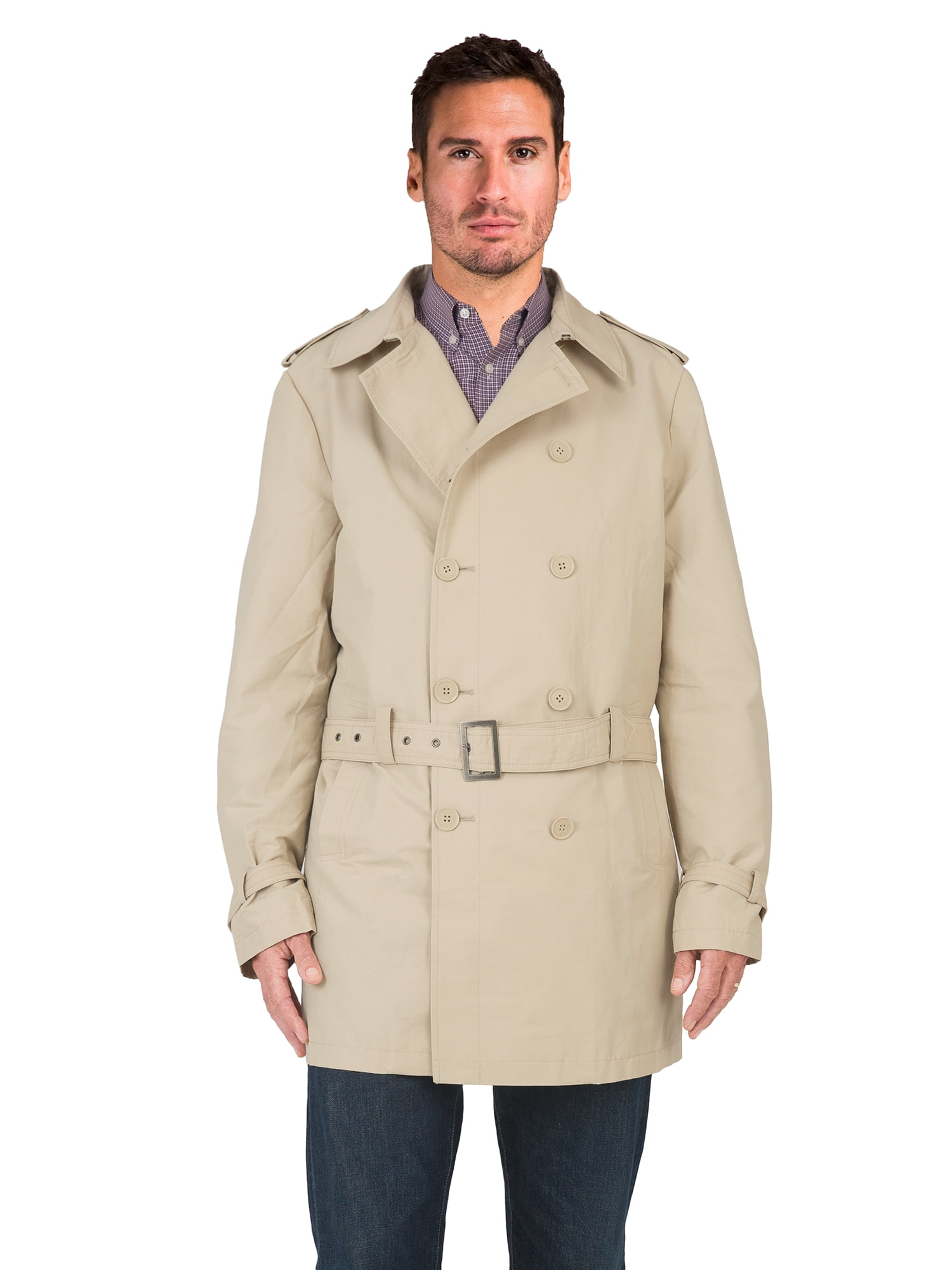 Vibes - Vibes Men's Double Breasted Water Resistant Belted Trench Coat ...