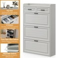 thumbnail image 5 of Yeshouse Shoe Storage Cabinet with 3 Flip Drawers and 2 Drawers, Hidden Wood Shoe Cabinet for Entryway, Freestanding Shoes Organizer Cabinet, Narrow Shoe Rack, White, 5 of 8