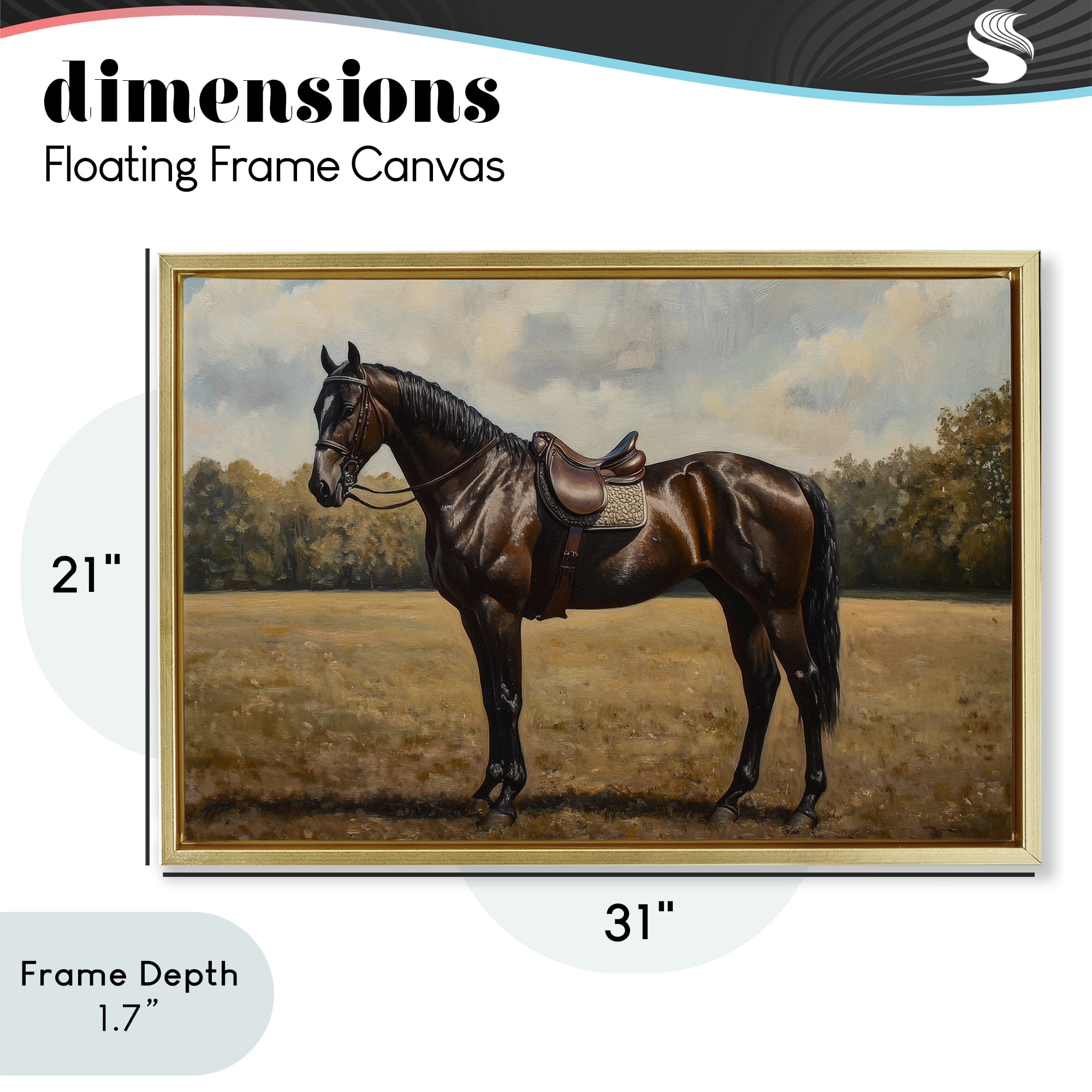 Stupell Industries Dark Brown Pony Portrait Gold Framed Floater Canvas Wall Art, design by Petal Prints Design