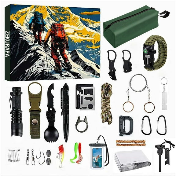 2025 Survival Kit Advent Calendar，24-Day Christmas Countdown Calendar Survival Kit，Suitable for Camping, Fishing, Hunting and Exploring