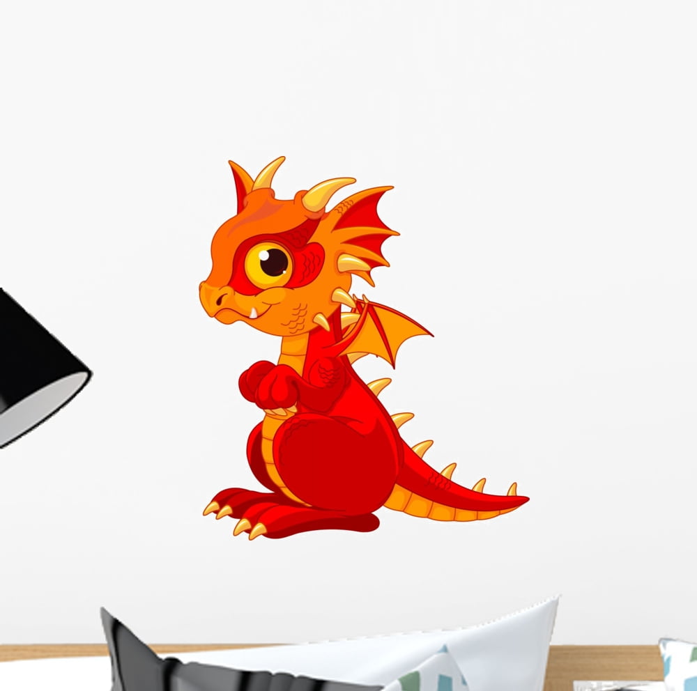 Red Baby Dragon Wall Decal by Wallmonkeys Peel and Stick Graphic (12 in ...