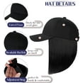 thumbnail image 3 of DOPI Human Hair Wigs For Women Black Color Natural Hair Baseball Cap Hair Straight Hair Hairstyle Adjustable Wig Hat, 3 of 7