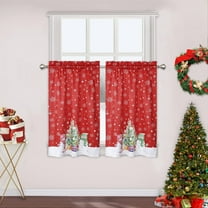 Christmas Kitchen Curtain Cafe Curtain 36 Inch Tier Curtains Window Treatment Rod Pocket for Home Decor 2 Panels for Bathroom, Living Room Christmas Decoration