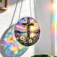 thumbnail image 5 of Stained Glass Style Suncatcher Window Hanging Acrylic Puzzle Ornament 8 Inch Round Light Catcher Decorative Hanging Sign for Home Window Porch Patio 1 Pack, 5 of 8
