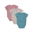 thumbnail image 2 of Hanes Pure Comfort Baby Short Sleeve Bodysuits, Organic Cotton, Boys & Girls, 3-Pack Teal/Pink Assortment 9MTH, 2 of 2