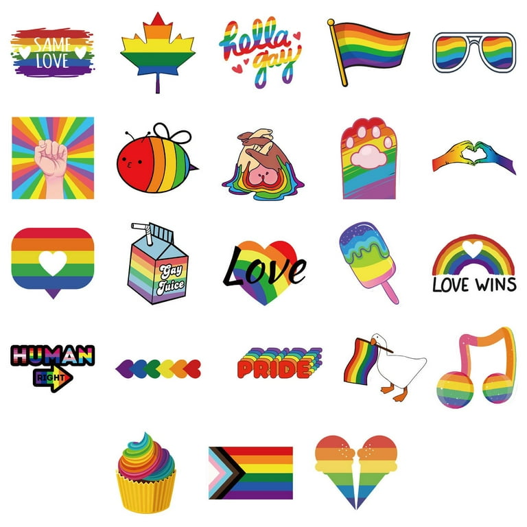 100pcs Gay Pride Stickers,Waterproof Rainbow Vinyl Stickers for LGBTQ  Colorful Rainbow Decal Stickers for Laptop Water Bottle Phone Case