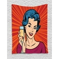 thumbnail image 1 of Alcohol Tapestry, Pop Art Party Girl Toasting Champagne at Party Image on Starburst Retro Background, Wall Hanging for Bedroom Living Room Dorm Decor, 40W X 60L Inches, Multicolor, by Ambesonne, 1 of 2