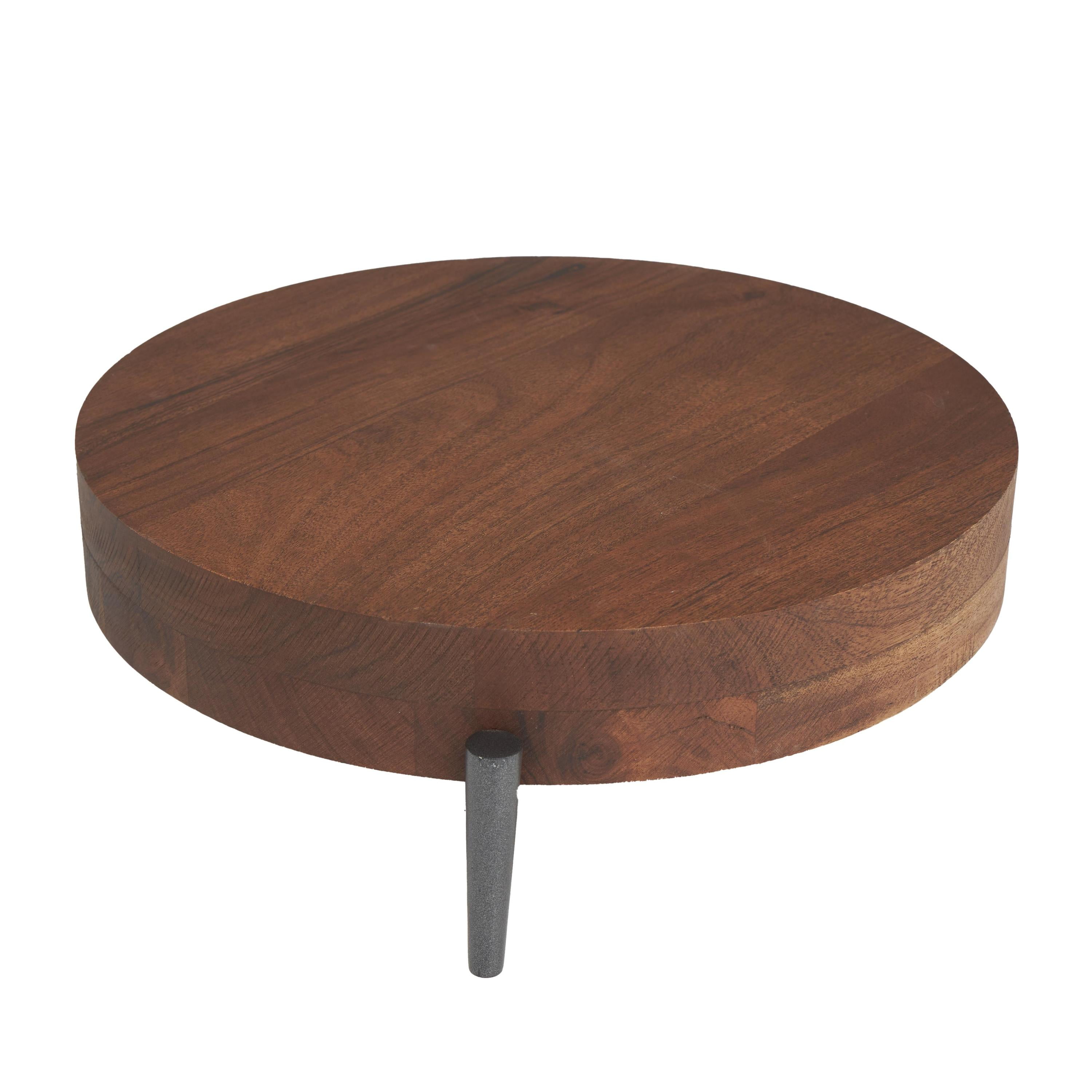 DecMode 12" x 12" Brown Wood  Tray with Black Metal Legs, 1-Piece
