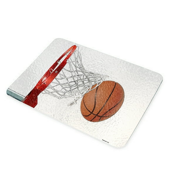 KuzmarK Glass Cheese Cutting Board 11"x7.75" - Basketball Hoop Basketball