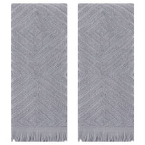 REGALWOVEN Cotton Hand Towels for Bathroom Set of 2, Geometric Patterns Turkish Towels, Soft and Absorbent Decorative Hand Towel Grey 13" x 29"