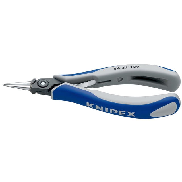 KNIPEX 34 32 130 Pinza de precisión de montaje para electrónica puntas redondas 135 mm