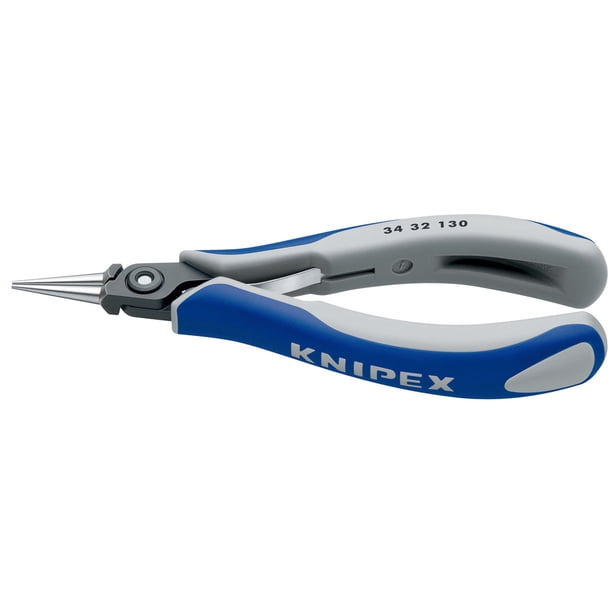 KNIPEX 34 32 130 Pinza de precisión de montaje para electrónica puntas redondas 135 mm