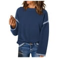 thumbnail image 1 of Wyzesi Pull Femme Plus Confortable Automne Hiver Couleur Unie Tricoté avec Design en Blocs de Couleur Manches Longues Col Rond, 1 of 5