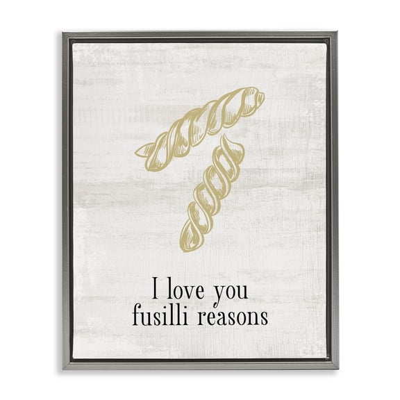 Stupell Industries Farmhouse Love You Fusilli Reasons Phrase Gray Floating Frame Canvas Art, 17 x 21, by Lil' Rue