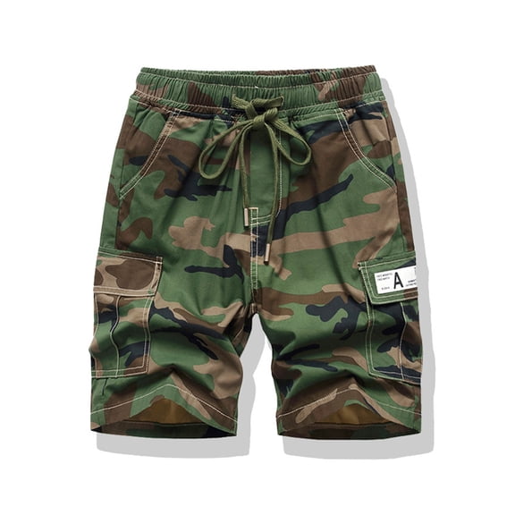 LYMAYTER Toddler Camo Cargo Shorts Kids Elastic Waist Drawstring Casual Relaxed Fit Outdoor Shorts