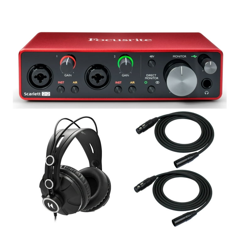 Focusrite Scarlett 3rd Gen 2x2 Interface with Headphones and 2 XLR Cables 