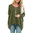 thumbnail image 6 of Arlun,Oversized V-Neck Tshirts for Women Casual Loose Fit Solid Color Thin Tops Womens Long Sleeve Baggy Soft Comfy Lightweight Fall Workout T Shirts Green XXL, 6 of 8