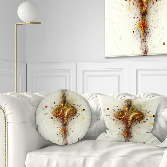 Designart Dark Yellow Fractal Art Design - Abstract Throw Pillow - 12x20