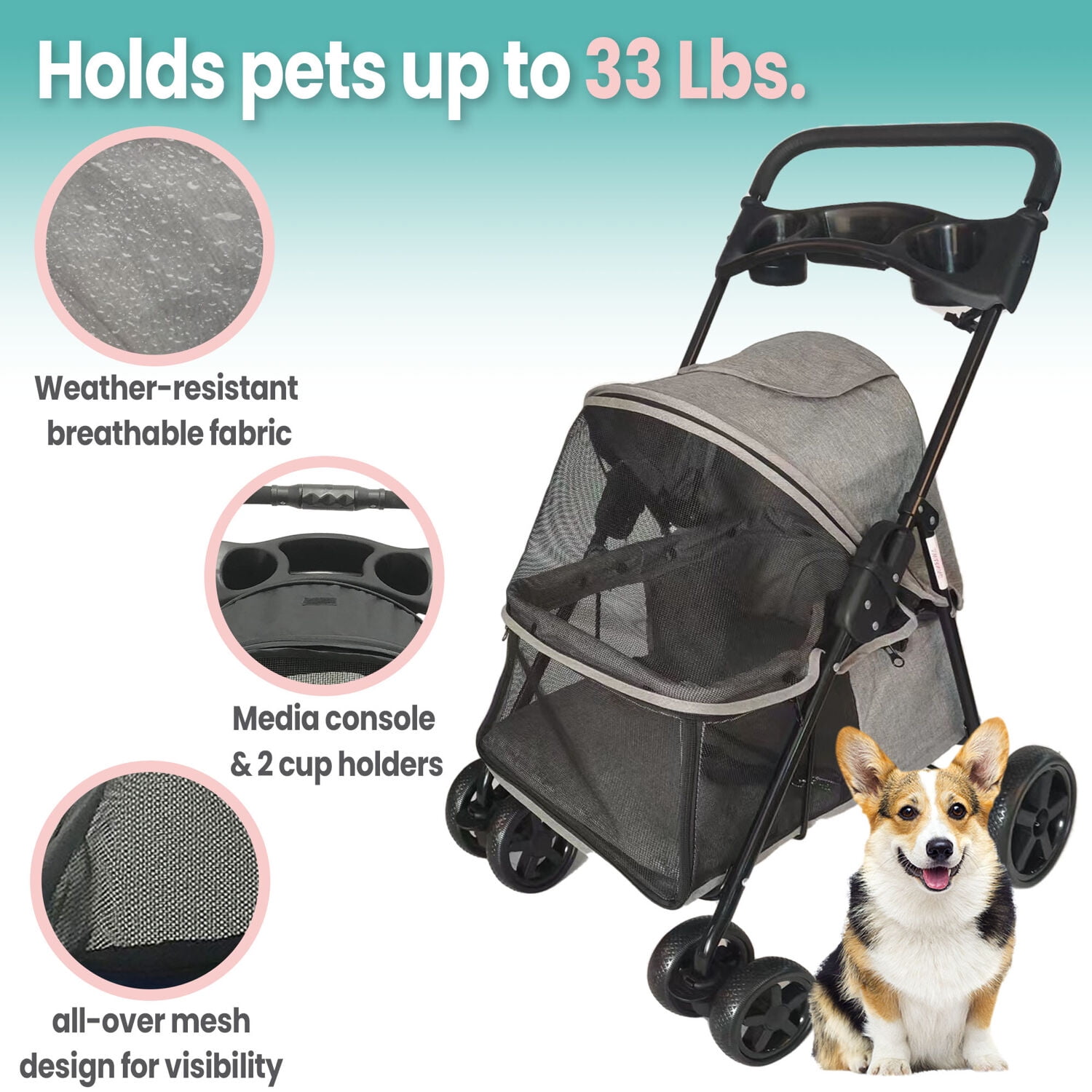Critter Sitters Single Wheel Pet Stroller For Pets 33 And