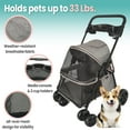 thumbnail image 3 of Critter Sitters Grey Foldable Pet Stroller for Small Dogs/Cats with Breathable Scratch Resistant Mesh Window, 3 of 13