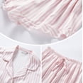 thumbnail image 4 of Satin Silk Pajamas for Women 2Pcs Ruffle Notch Collar Sleepwear Button Down Short Sleeve Shorts Pjs Set Loungewear, 4 of 5