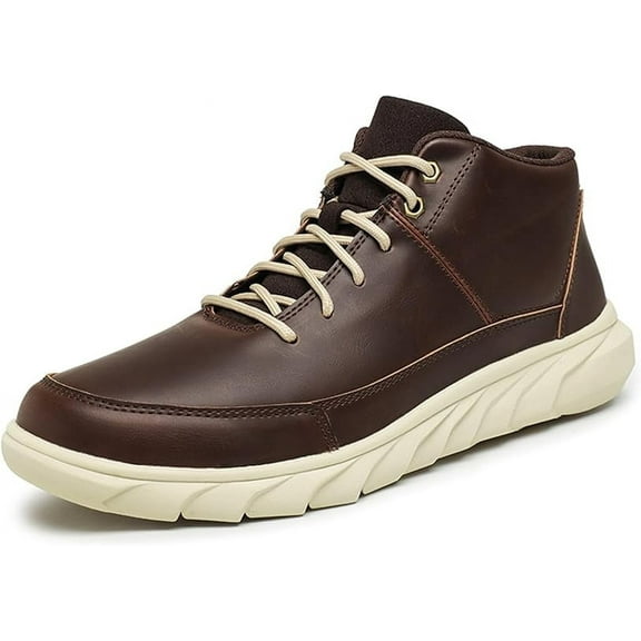 Men's Mid Top Lace Up Sneakers Comfortable Round Toe Lightweight Non-Slip Casual Booties Fashion Walking Sneakers