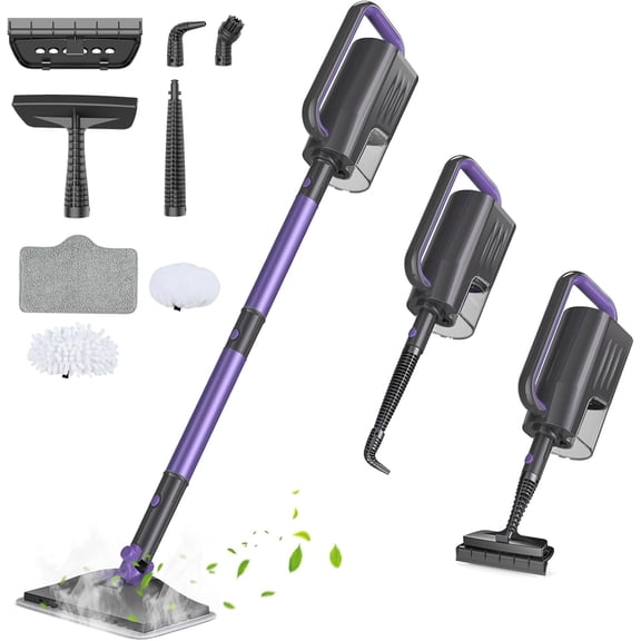 Steam Mop Cleaner with Detachable Handheld Steamer, 6-in-1 Multi Accessories, Removable Water Tank, 23FT Power , Lightweight, Steam Cleaner for sealed Hard Floors (Dark purple)
