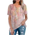 thumbnail image 2 of Giftesty Blouses for Women Dressy Casual Fashionable Women's Summer Printing V Neck T-shirt Short Sleeved Casual Tops, 2 of 5