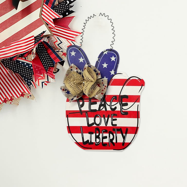 TERGAYEE Independence Day Welcome Sign,Wooden Hanging Door Decor