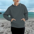 thumbnail image 2 of ManxiVoo Women's Casual Pullover Hoodie Soft Brushed Fleece Long Sleeve Comfort Fit Loungewear Streetwear Top XL Size Navy, 2 of 4