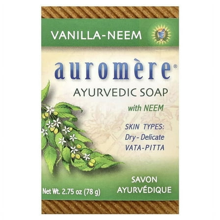 Auromere, Ayurvedic Bar Soap with Neem, Vanilla-Neem, 2.75 oz Pack of 2