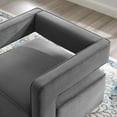 thumbnail image 4 of Armchair Accent Chair, Velvet, Grey Gray, Modern Contemporary Urban Design, Living Lounge Room Hotel Lobby Hospitality, 4 of 9