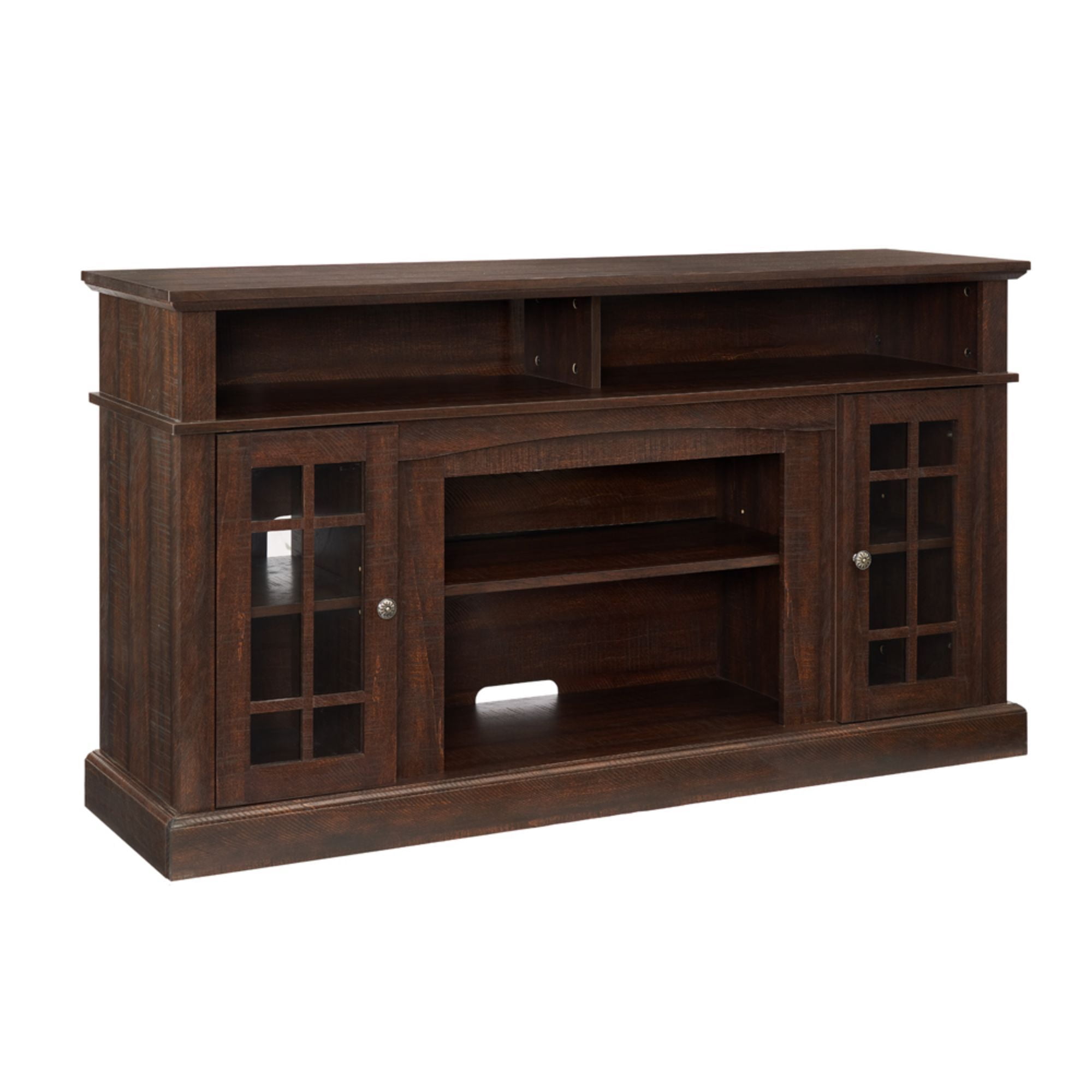 DEALTOPS Farmhouse TV Stand Entertainment Center with Open and Closed Storage Space for TVs Up to 65'', Espresso