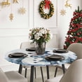 thumbnail image 6 of Round Table Cloth with Elastic Fitted Edged, Christmas Snowman Xmas Tree Waterproof Tablecloth for 55"-60" Tables Winter Snowflake Scenery Wipeable Indoor Table Cover for Kitchen Picnic Camping, 6 of 9