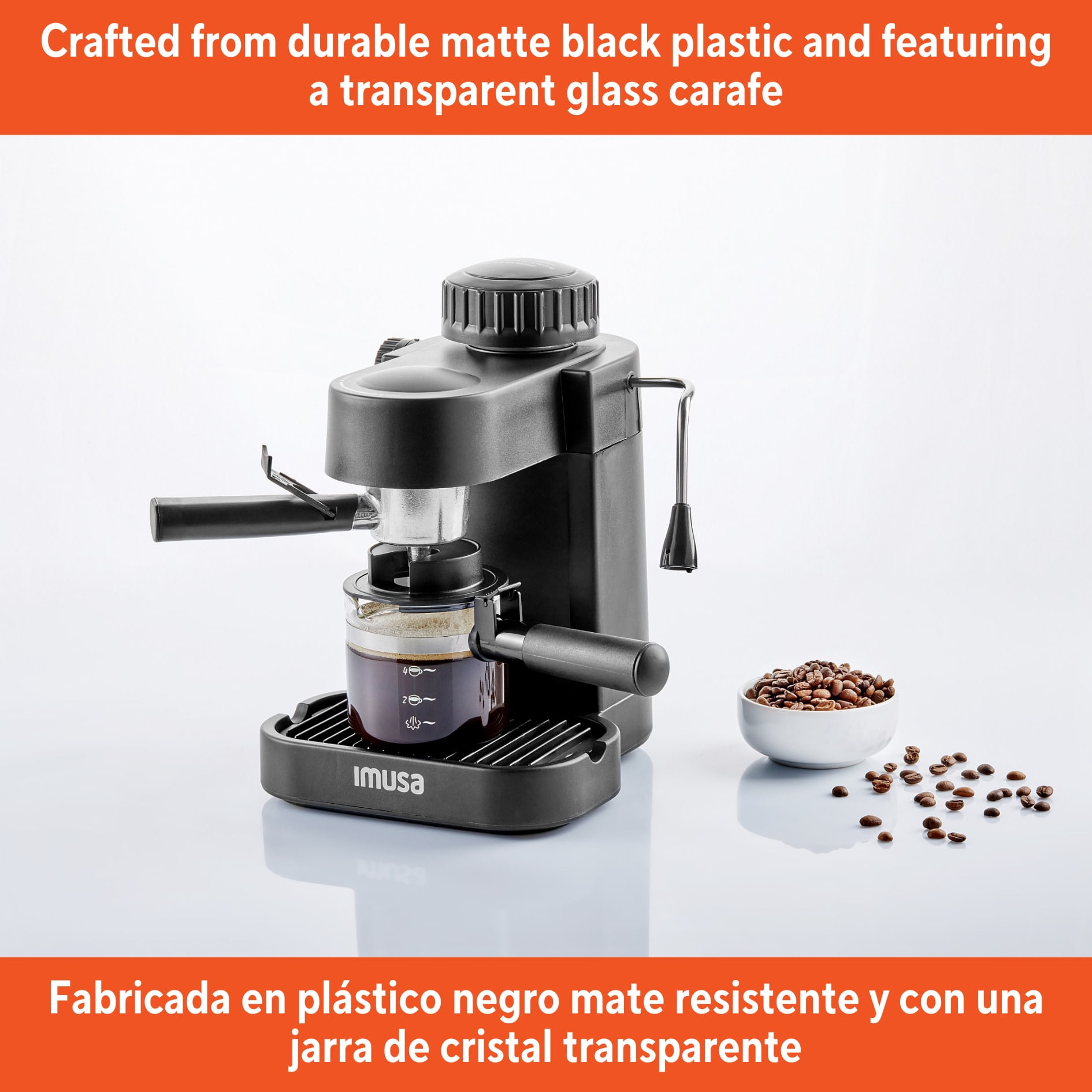 IMUSA 4cup Electric Espresso Cappuccino Maker, Black