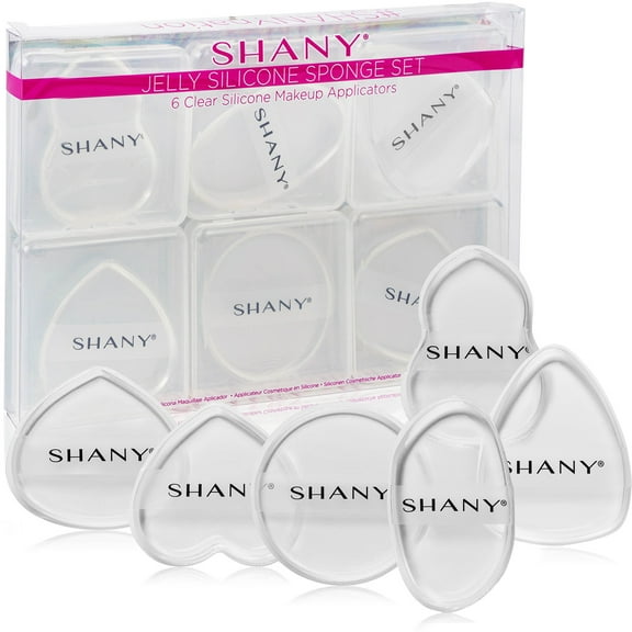 SHANY Stay Jelly Silicone Sponge Set - Clear & Non-Absorbent Makeup Blending Sponges for Flawless Application with Foundation - Assorted Sizes and Shapes - Pack of 6