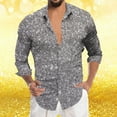thumbnail image 2 of Telankuip Long Sleeve Shirts for Men Sequin Solid Color Lapel Button down Dress Shirt 70s Disco Fashion Sparkle Carnival Party Comfortable Tops for Festive Celebrations 2026 2-Silver XL, 2 of 4
