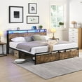 thumbnail image 2 of King Bed Frame with Storage Headboard with Charging Station,Noise Free, No Box Spring Needed, Easy Assembly,Dark Brown, 2 of 6