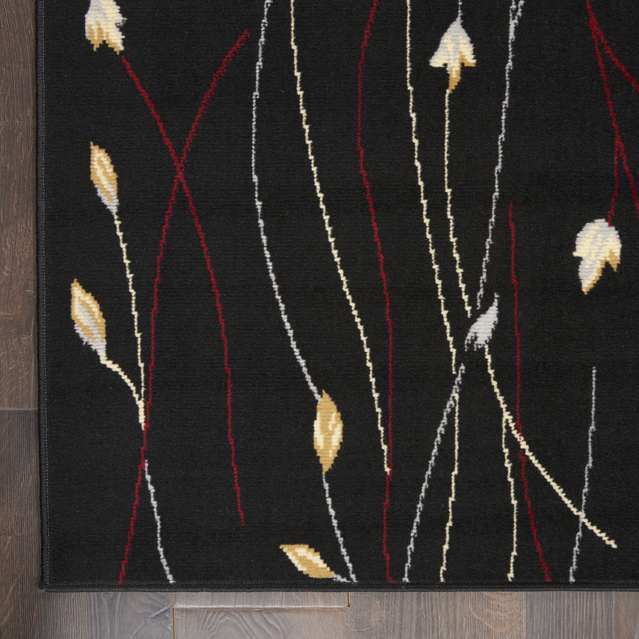 Nourison Grafix Floral Black 7'10" x 9'10" Area Rug, (8x10)