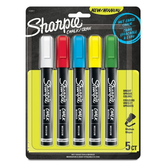 Marqueur à craie Sharpie, marqueurs effaçables à l’eau pour tableaux à craie, fenêtres, verre et autres, couleurs assorties