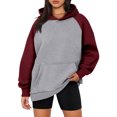 thumbnail image 2 of Diufon Womens Hoodies Tops Trendy Color Block Tops Long Sleeve Sweatshirts with Pockets, 2 of 6